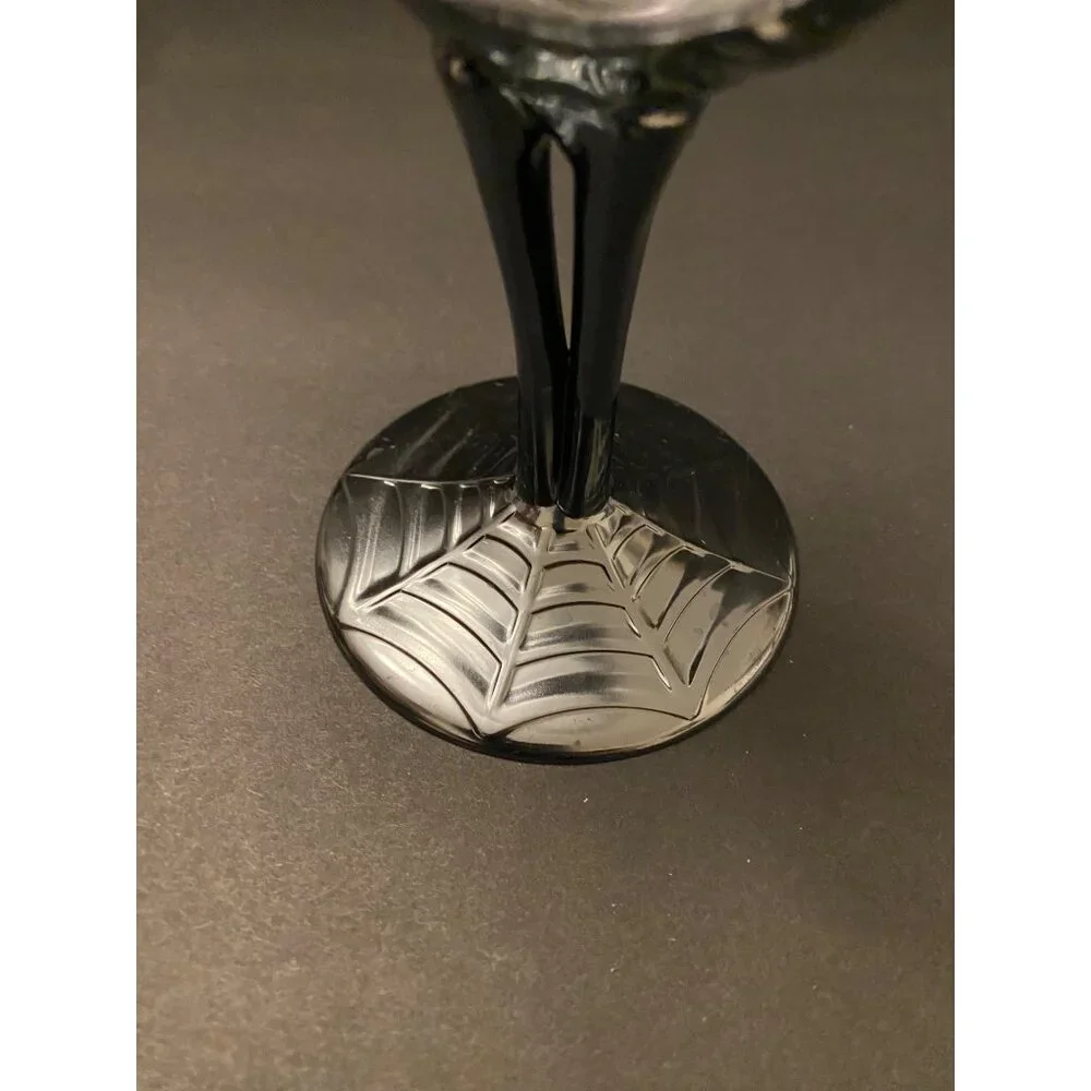 Set of 2 Metallic Silver look 3D Skeleton Hand Goblet & Cup w/ Spider Web Base